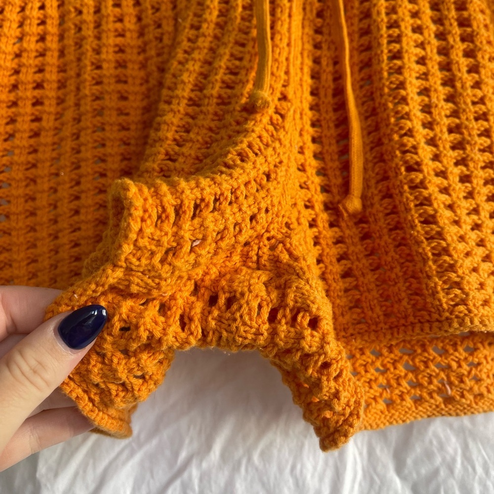 Wild Fable Orange Crochet Knit Set Top & Shorts Boho Beach Resort Size XS/S - Picture 8 of 11